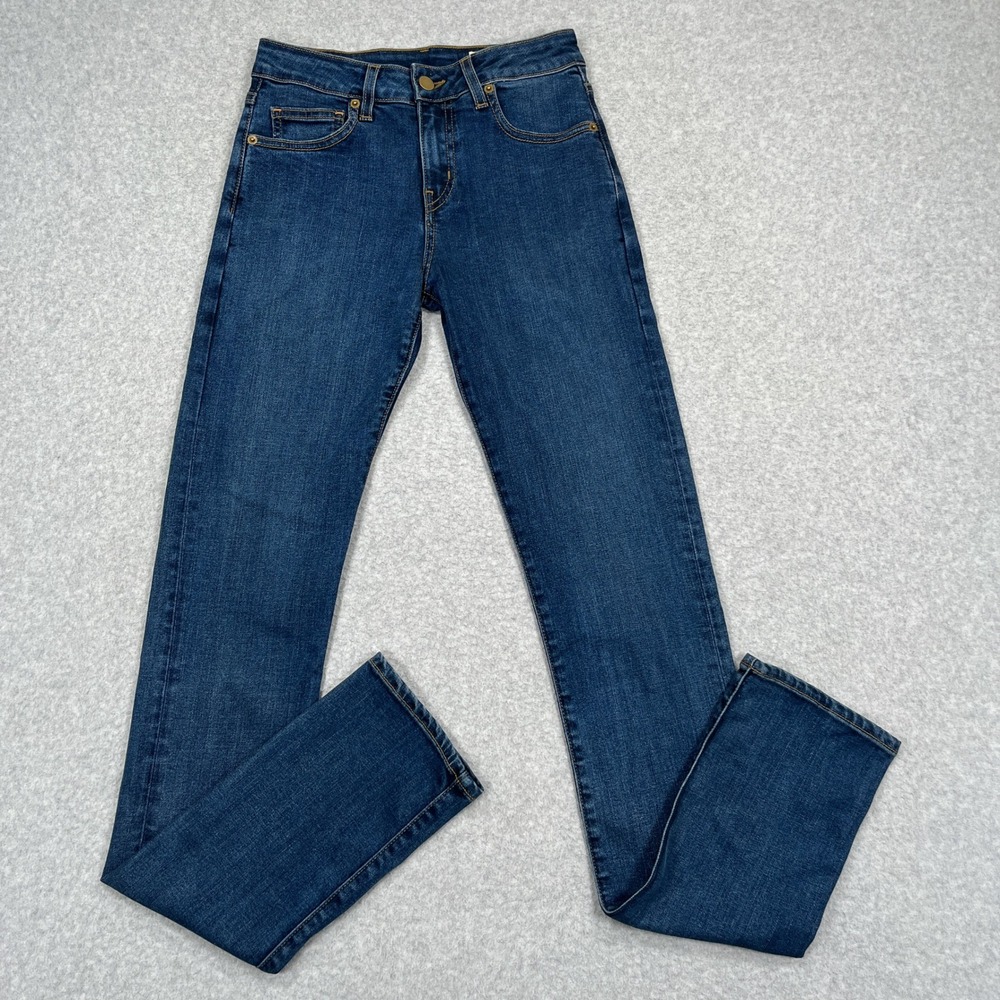 Aviator Fly Straight Jeans Womens 25x34 Blue Dark Wash Stretch Denim Nation USA
